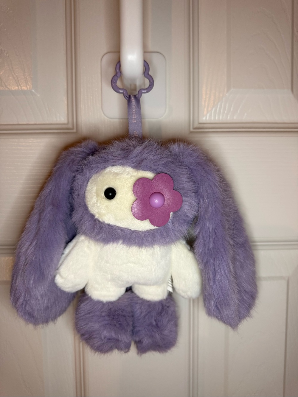 Bunny Plush Keyring/Charm - Purple & White Floral Accent